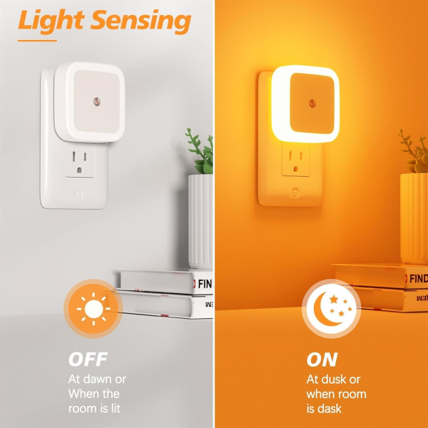 1 Pc Led Night Light, Plug In Led Wall Lamp With Dusk To Dawn Sensor, Auto On/off Night Lights