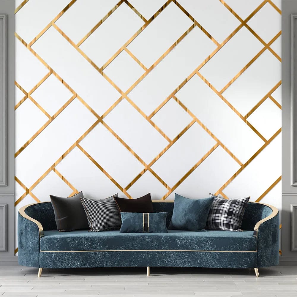 Acrylic Mirror Wall Stickers Golden Wall Strips Acrylic Mirror Wall Decor 8 Ft Size